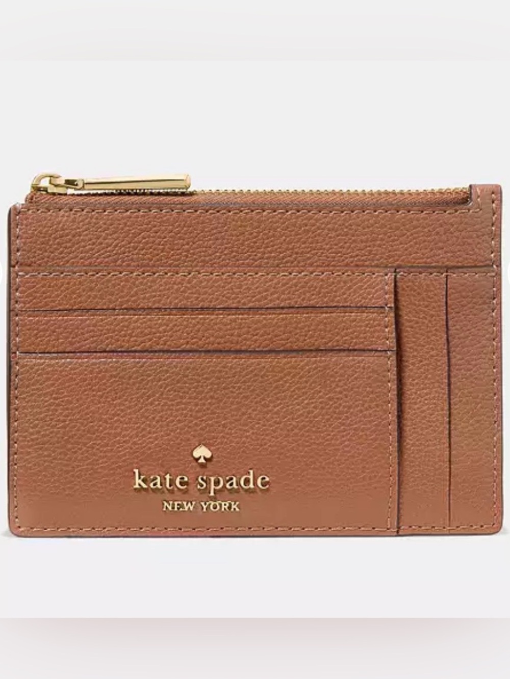 Kate Spade Kayla Large Slim Zip Cardholder Pebbled Leather Warm Ginger-NWT - Picture 2 of 10